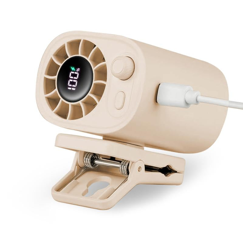 Car Clip on Fan with LED Display - 360° Rotation, 100 Speeds Adjustable, USB Rechargeable Personal Cooling Fan 1800Mah Battery