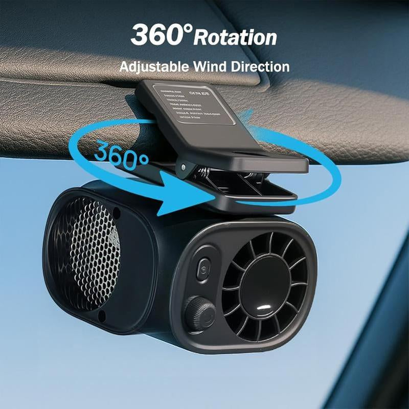 Car Clip on Fan with LED Display - 360° Rotation, 100 Speeds Adjustable, USB Rechargeable Personal Cooling Fan 1800Mah Battery