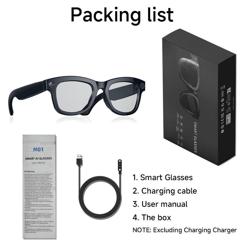 Multifunctional Smart Glasses, 500W Camera Pixel Smart Glasses, Voice Control Smart Translator Wireless Glasses, Outdoor Travel Sports, Fashion Smart Wearable Devices