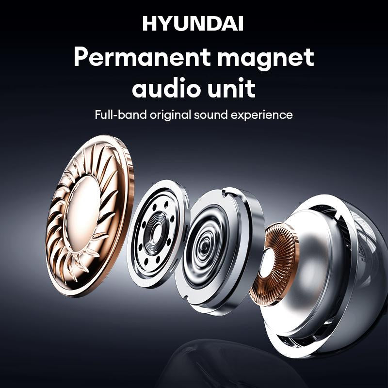 HYUNDAI C03 Clip on Wireless Headphones with 2025 Bluetooth 6.0 for Faster, Stable Connection & Low Power Use, DT6.0 Pulse Directional Tech, 360° ACS Panoramic Sound, IPX5 Waterproof Audio Earbuds for Music & Calls, Comfortable for Sports