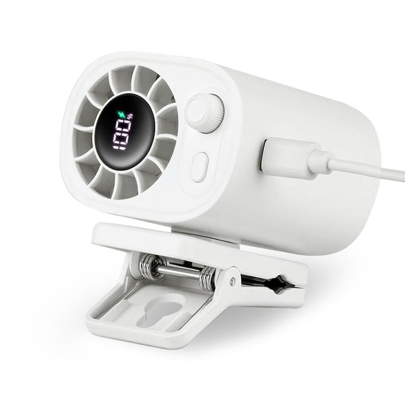 Car Clip on Fan with LED Display - 360° Rotation, 100 Speeds Adjustable, USB Rechargeable Personal Cooling Fan 1800Mah Battery