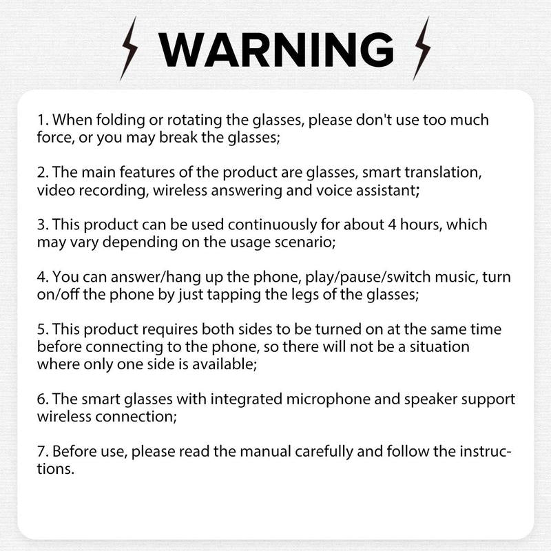 Multifunctional Smart Glasses, 500W Camera Pixel Smart Glasses, Voice Control Smart Translator Wireless Glasses, Outdoor Travel Sports, Fashion Smart Wearable Devices