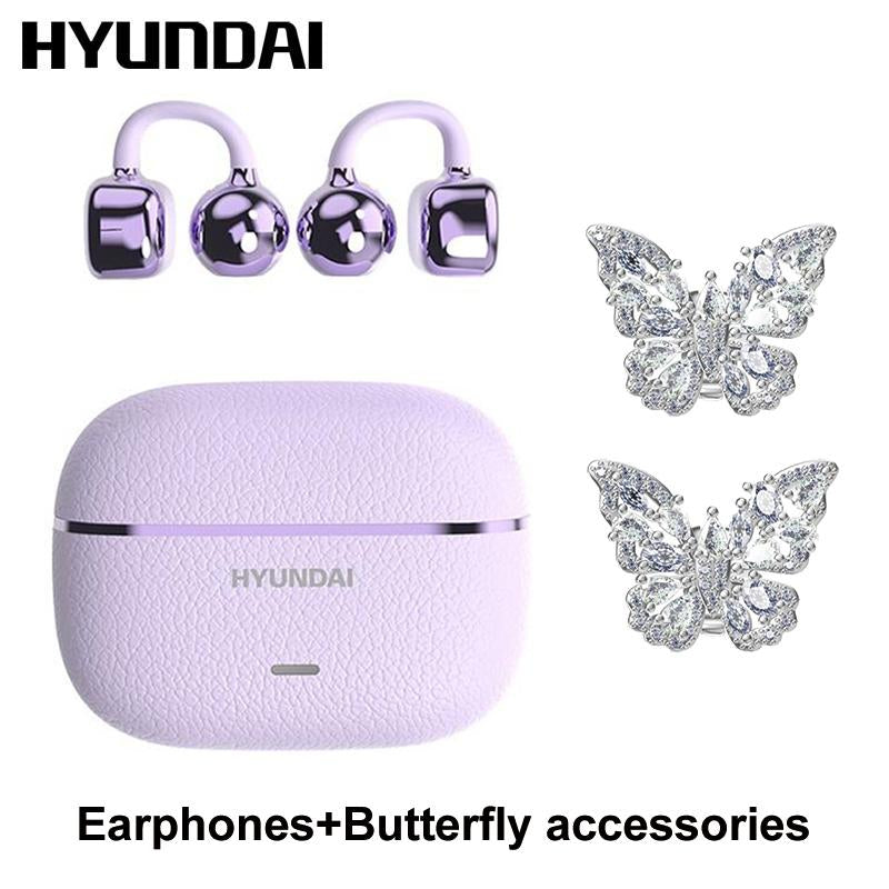 HYUNDAI C03 Clip on Wireless Headphones with 2025 Bluetooth 6.0 for Faster, Stable Connection & Low Power Use, DT6.0 Pulse Directional Tech, 360° ACS Panoramic Sound, IPX5 Waterproof Audio Earbuds for Music & Calls, Comfortable for Sports