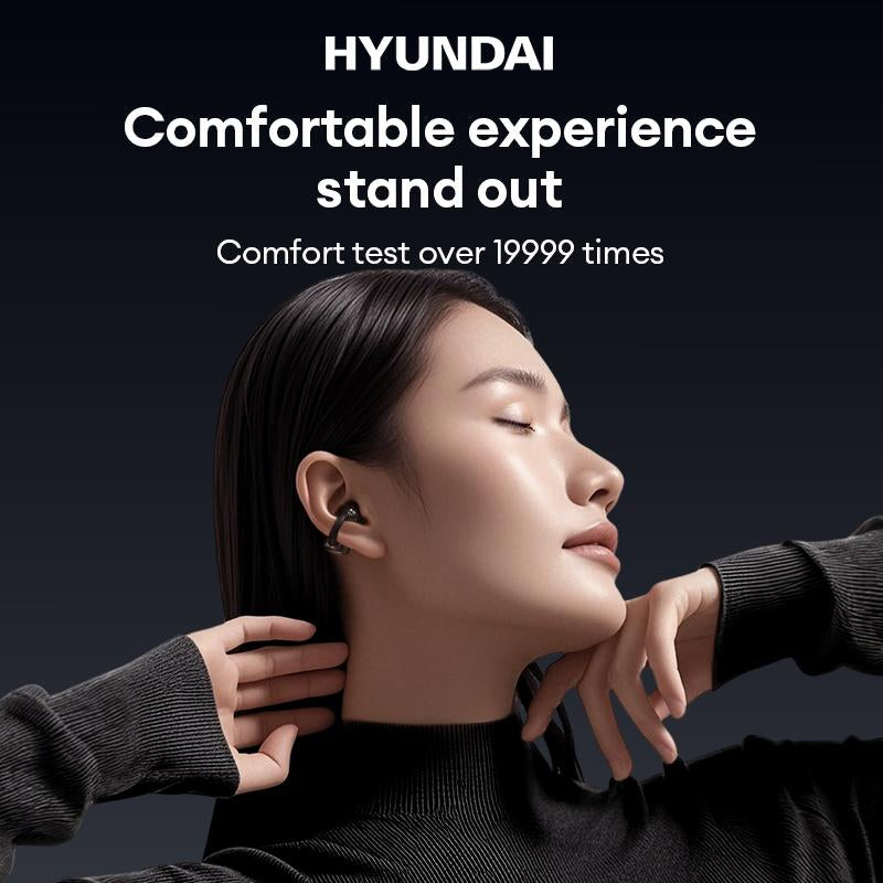 HYUNDAI C03 Clip on Wireless Headphones with 2025 Bluetooth 6.0 for Faster, Stable Connection & Low Power Use, DT6.0 Pulse Directional Tech, 360° ACS Panoramic Sound, IPX5 Waterproof Audio Earbuds for Music & Calls, Comfortable for Sports