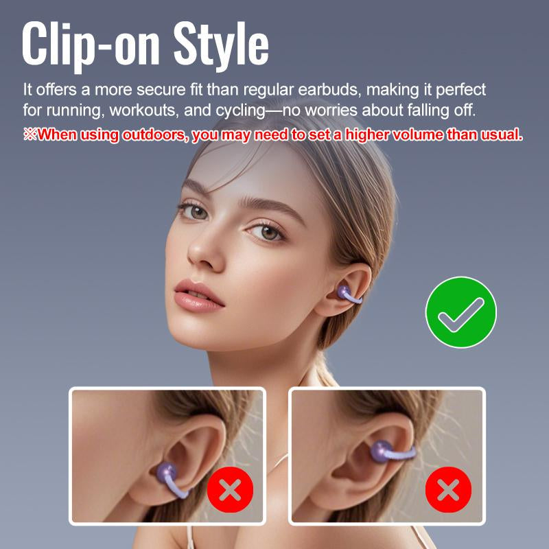 HYUNDAI C03 Clip on Wireless Headphones with 2025 Bluetooth 6.0 for Faster, Stable Connection & Low Power Use, DT6.0 Pulse Directional Tech, 360° ACS Panoramic Sound, IPX5 Waterproof Audio Earbuds for Music & Calls, Comfortable for Sports