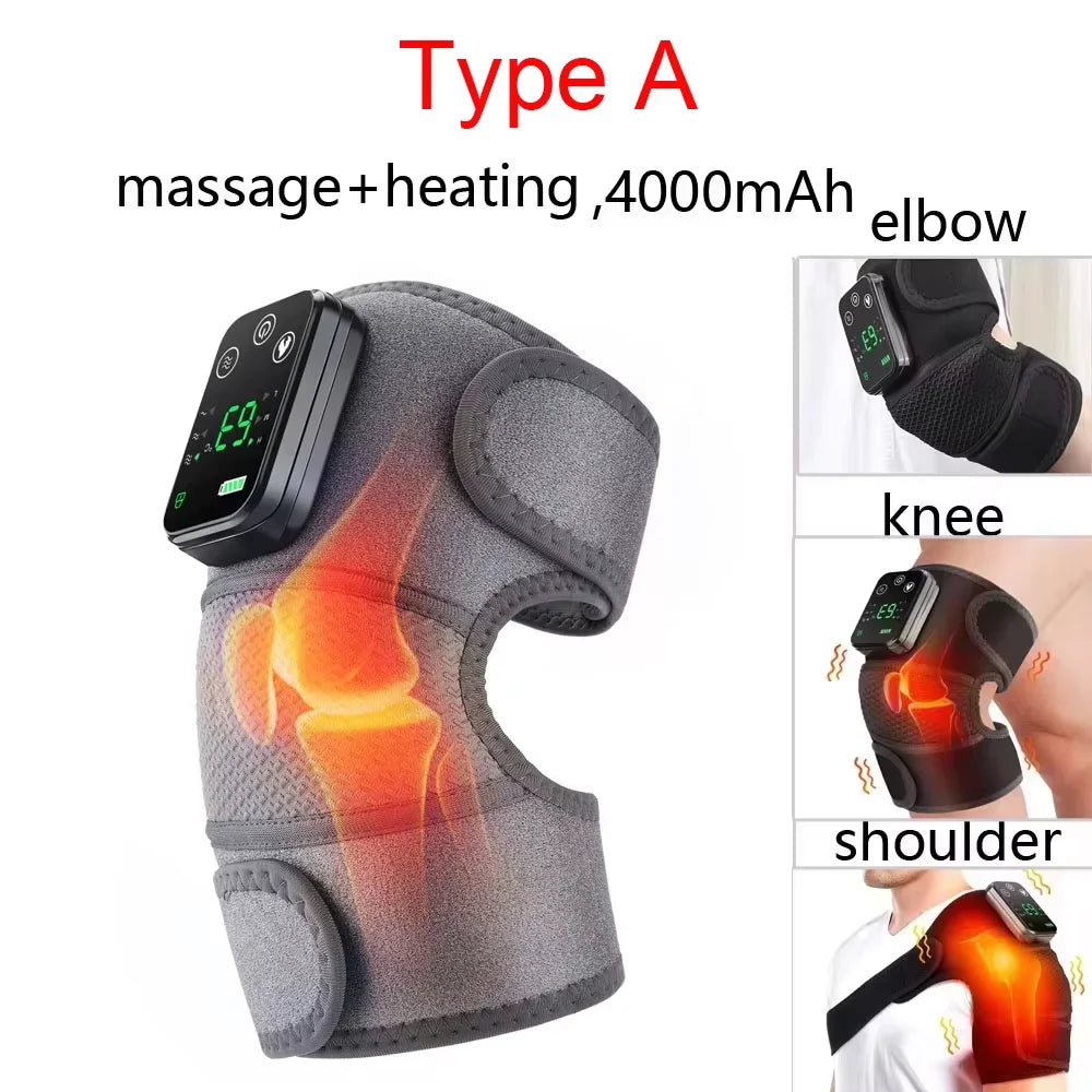 Electric Heated Vibration Knee Massage Physiotherapy Pad 3 in 1 Massager for Shoulder Elbow Hot Compress Pain Relief
